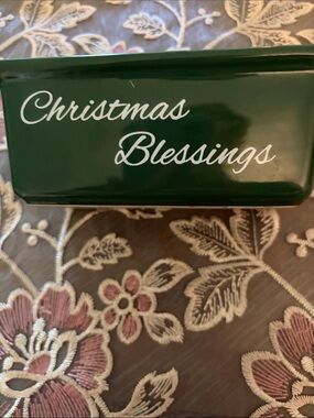 Christmas Blessings Green Ceramic Mini Loaf Pan by Abbey Press